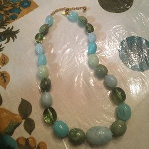 🐰 Joan Rivers Green,Bl & Teal Glass Bead Necklace