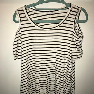 Cream and Black Cold Shoulder Shirt - size S/M