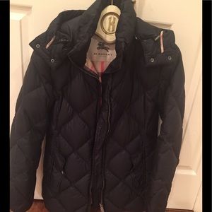 ORIG BURBERRY PUFFER JACKET BLK SMALL WITH HOOD