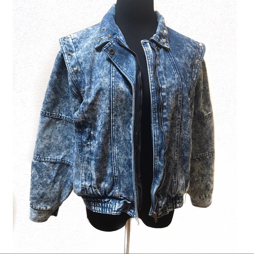 Vintage studded acid washed Denim Jean jacket