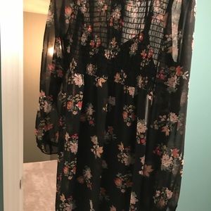 Black Floral Dress/Tunic Top