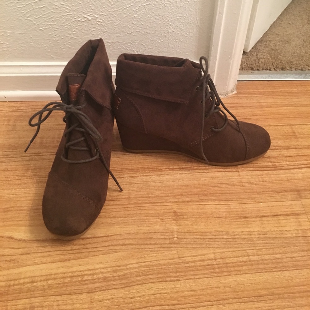 Brown wedge ankle boots