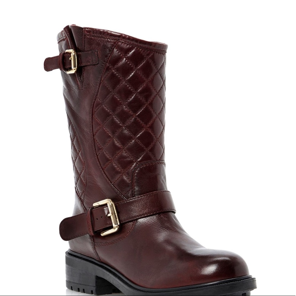 STEVEN BY STEVE MADDEN burgundy quilted boots