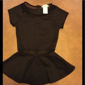 Arden B Peplum Top with Mesh cutout details