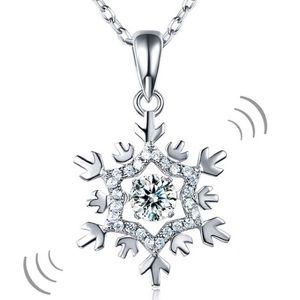 Dancing stone snowflake solid silver necklace