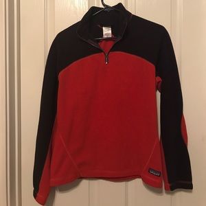 Patagonia Synchilla orange and purple zip pullover