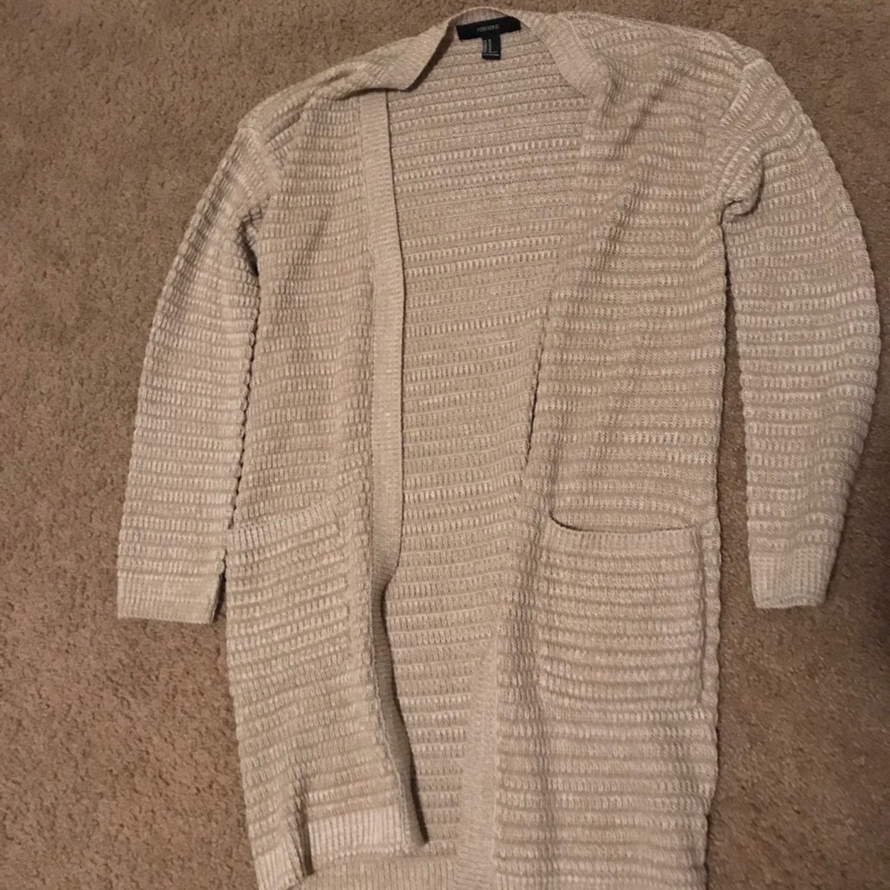 Beige and White Cardigan