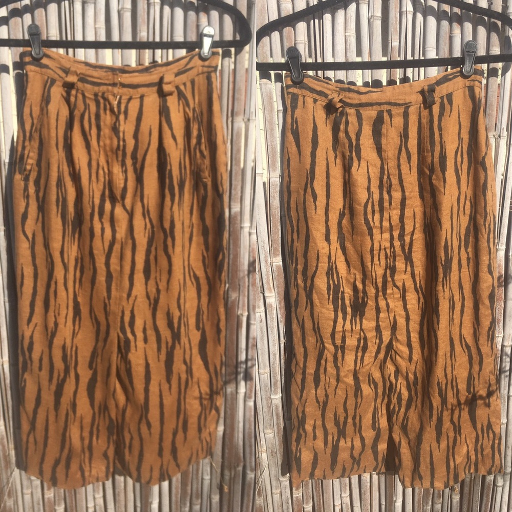 Tiger Print Linen Skirt