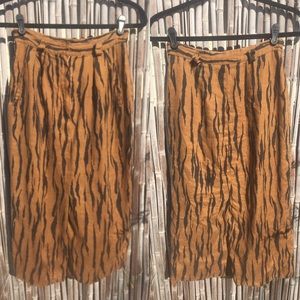 Tiger Print Linen Skirt