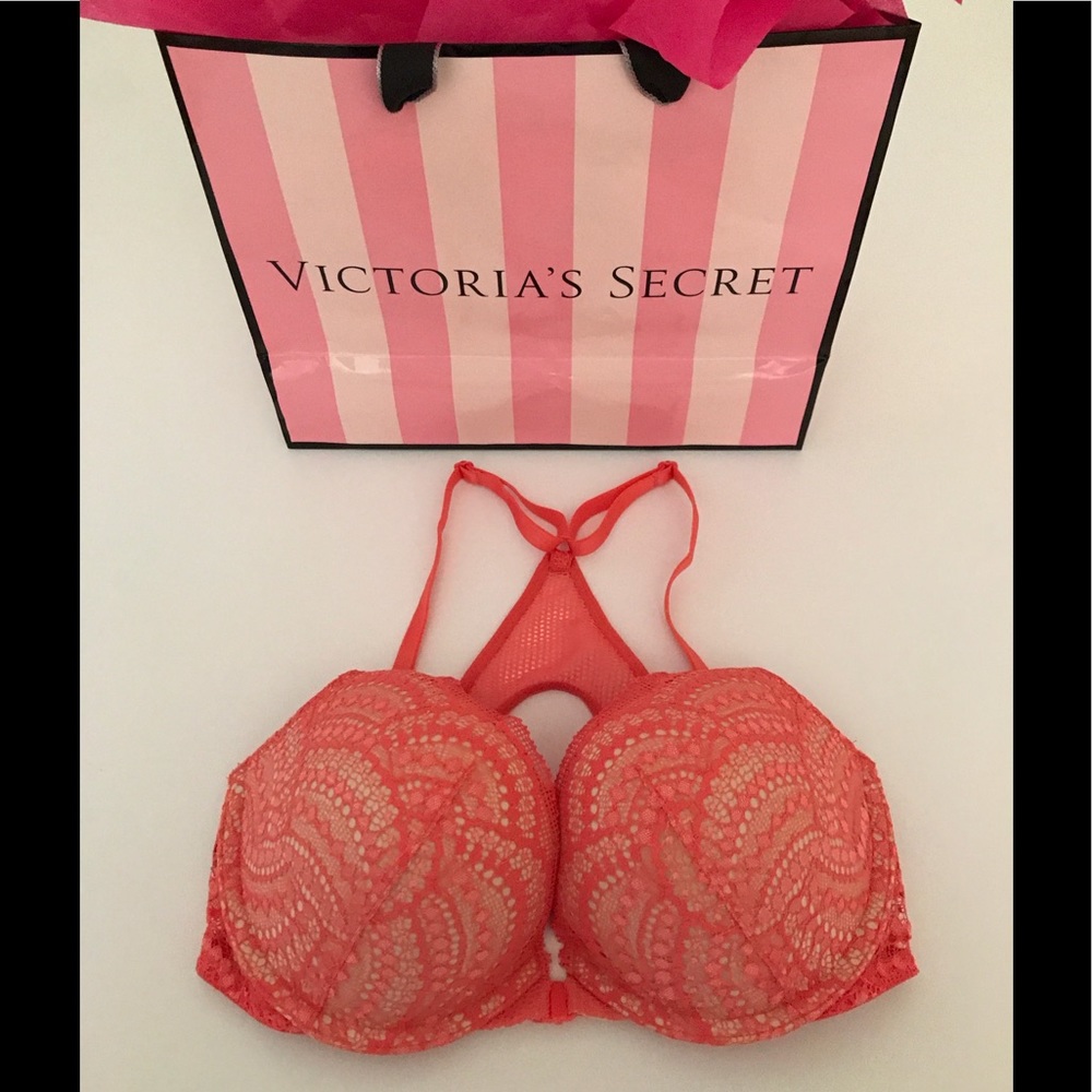 VS Very Sexy Coral Racerback Push-Up Bra Size 32D.