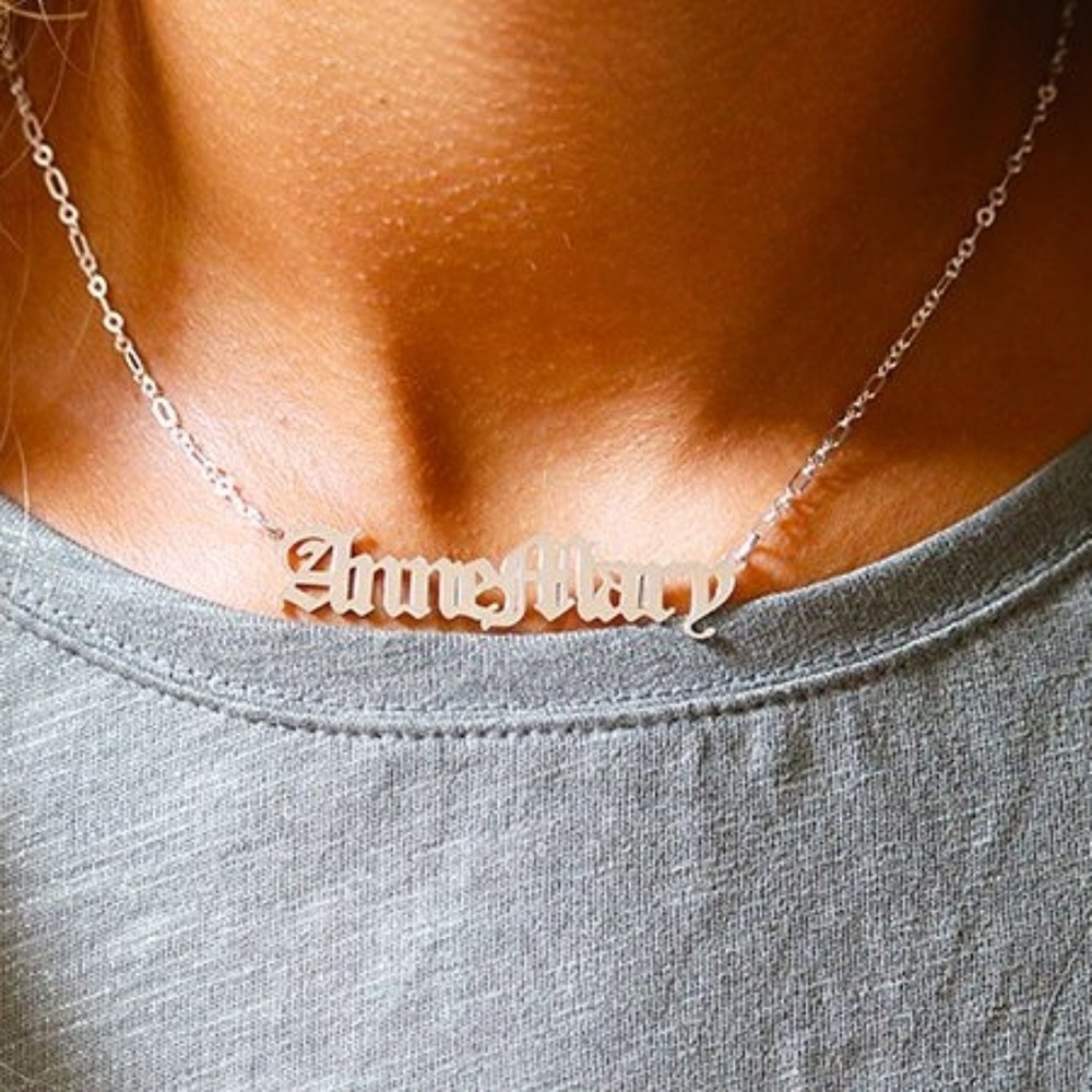 Personalized Old English Name Necklace