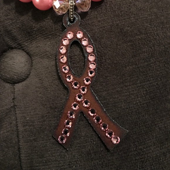 Custom made breast cancer awareness necklace with Swarovski crystals. - Picture 4 of 4