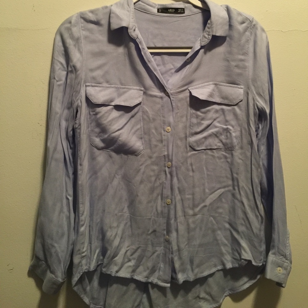 MANGO button down blue shirt