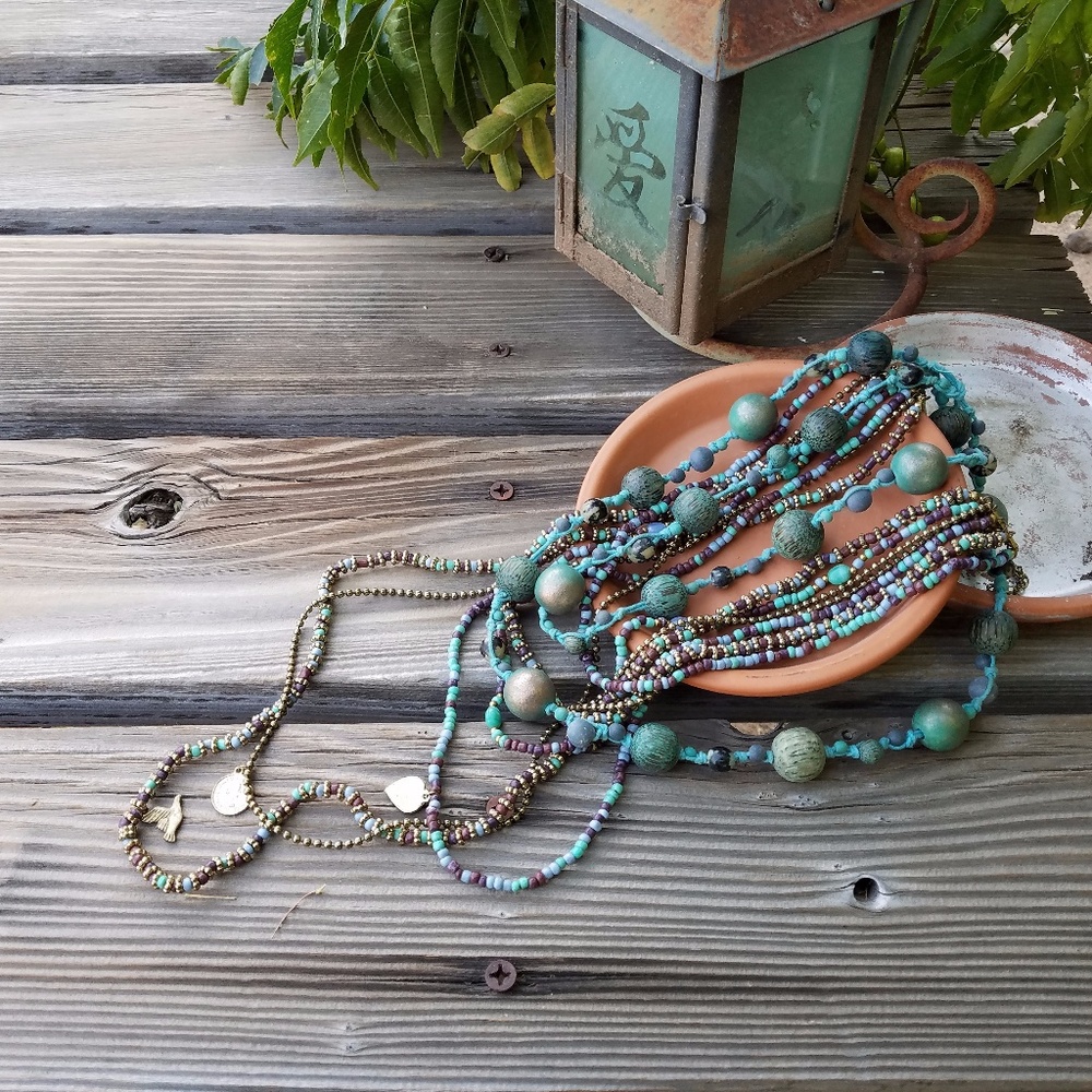 Teal Boho Necklace Bundle