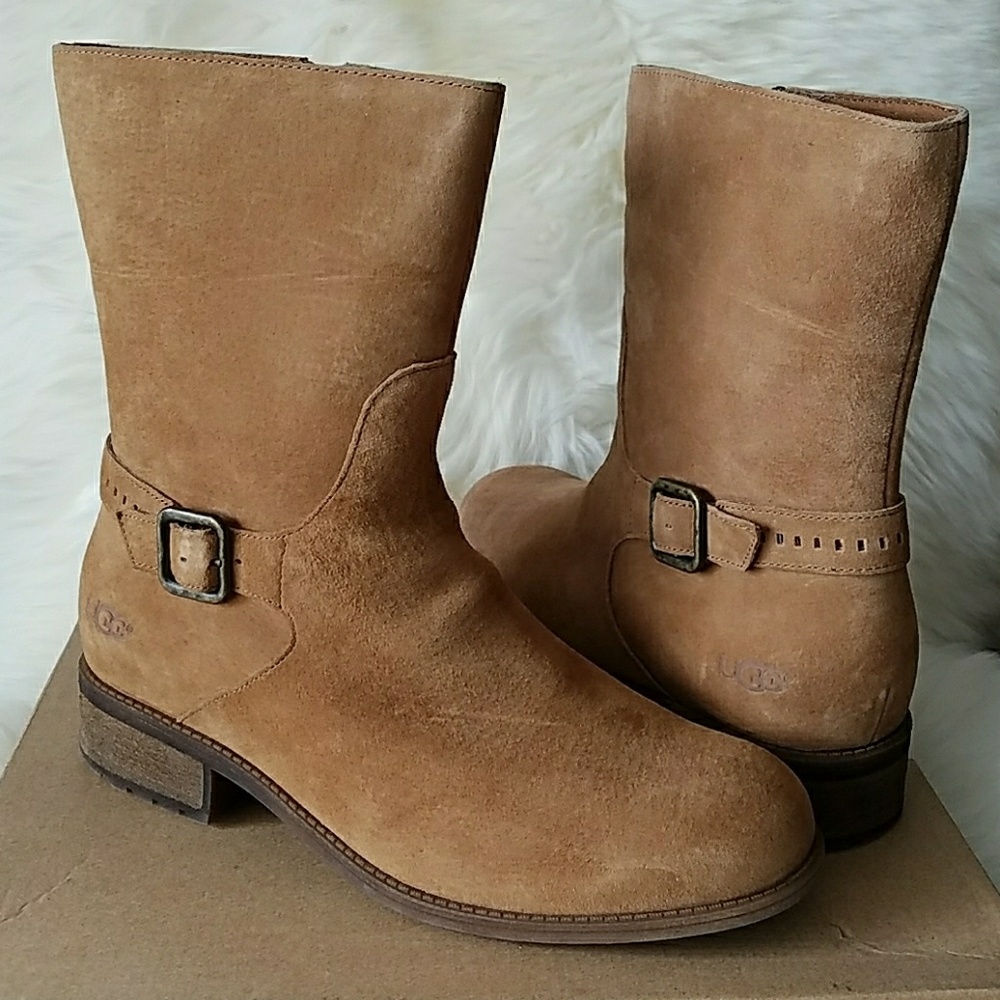 UGG Keppler Chestnut Sheepskin Moto Short Boots