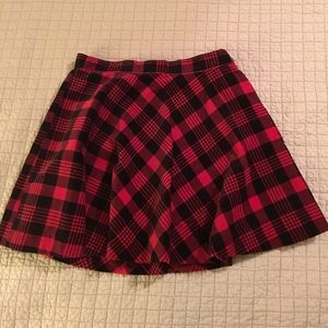 Red & Black Plaid Corduroy Skirt