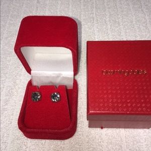 Stud Earnings Charcoal Stone in Silver setting.