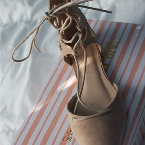 Tan Lace Up Flats