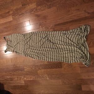 Green and Cream stripped Maxi Dress