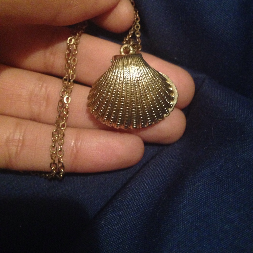 Long Gold Seashell Necklace