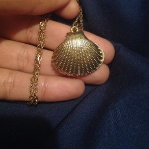Long Gold Seashell Necklace