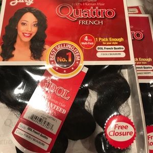 4pcs with closure French curl  100% Human Hair
