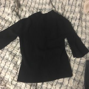 Black Ribbed Turtle Neck Crop Top