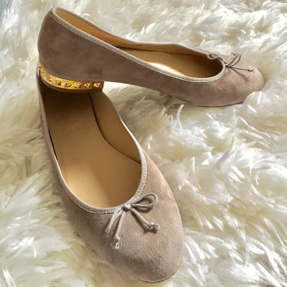 J. Crew Kiki Suede Studded Heel Ballet Flats