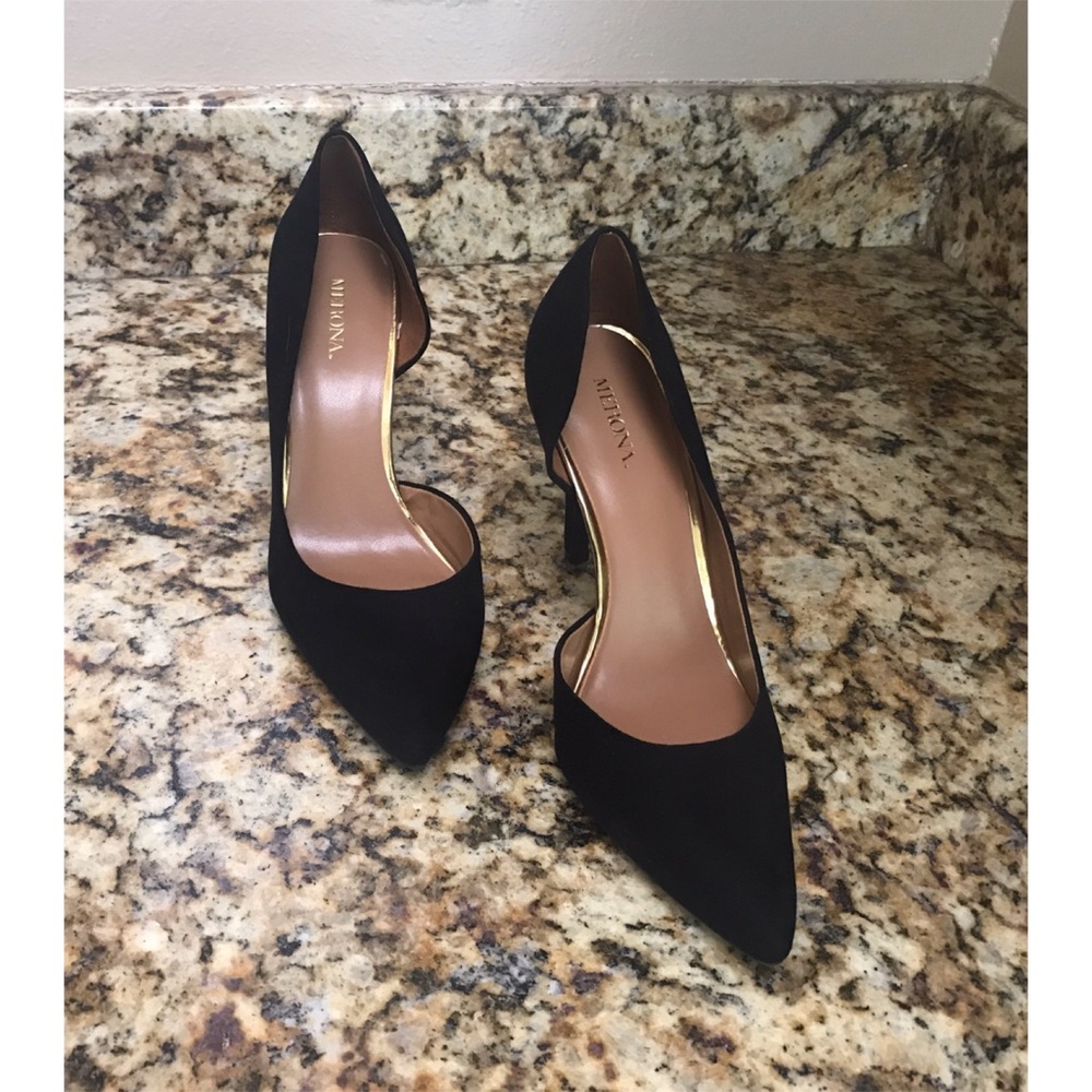 Black Faux Suede D'Orsay Pumps (Never Been Worn)