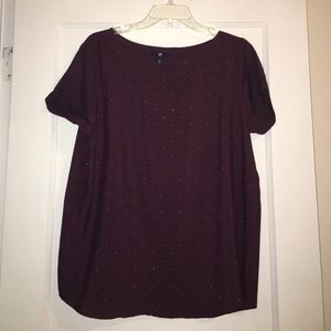 Eggplant polyester short sleeve with gold studs