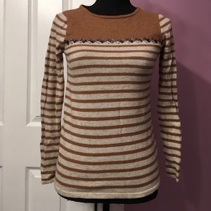 J Crew Breton stripped sweater with gems.