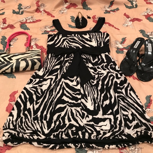 Zebra Print, Bubble Bottom Dress with Sequence - Picture 3 of 5