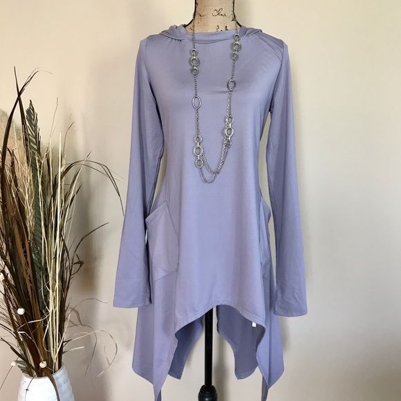 Last 2! Lilac hooded tunic top - Picture 4 of 6