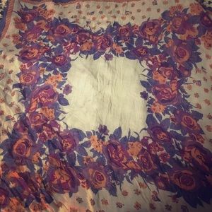 Floral Anthropologie scarf with fun tassels