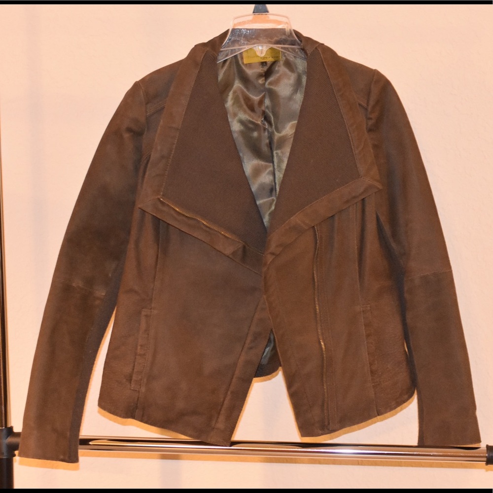 Nicole Miller Leather  Knit Moto Jacket