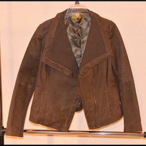 Nicole Miller Leather  Knit Moto Jacket