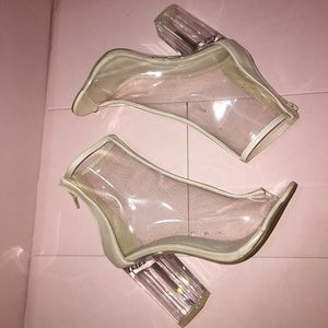 Clear nude heels, size 6
