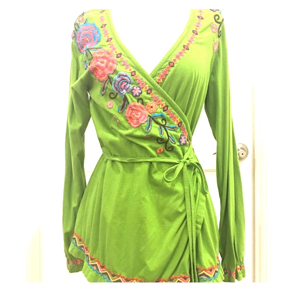 JW embroidered wrap top