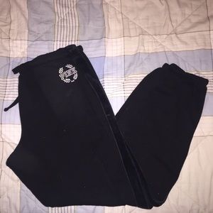 VS PINK BLACK VELVET SWEATPANTS