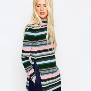 High neck sweater with side splits