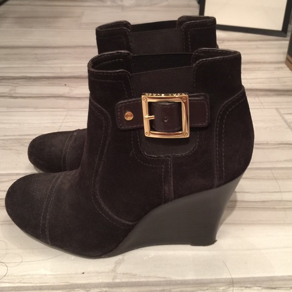 Tory Burch brown suede "Adrienne" wedge boooties - Picture 2 of 8