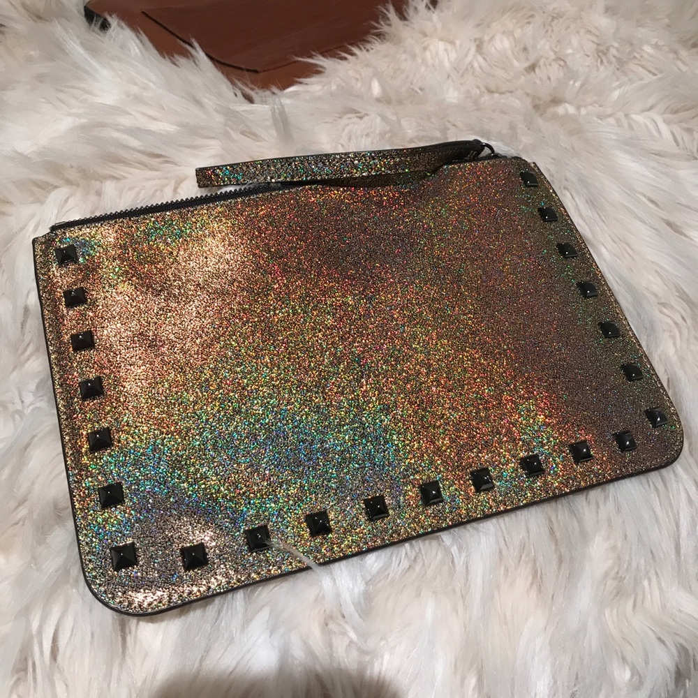 Rebecca Minkoff Gold Sparkly Wristlet Clutch