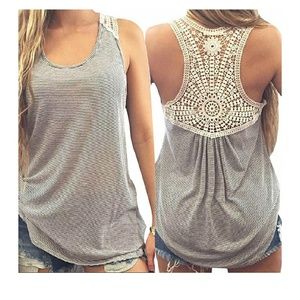 XL/3XL (Asian Sizes) Striped lace tank top