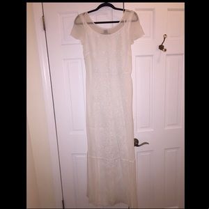 Geometric-Lace Maxi Dress, Summer White (NWT/ Sz4)