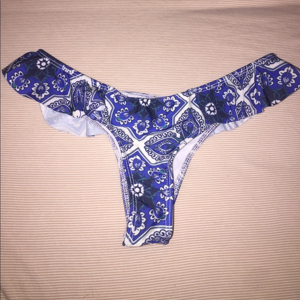 Blue & white paisley stone cold fox bikini bottom