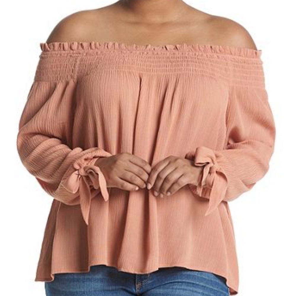 Brand New Plus Size Tie Sleeve Dusty Coral Top