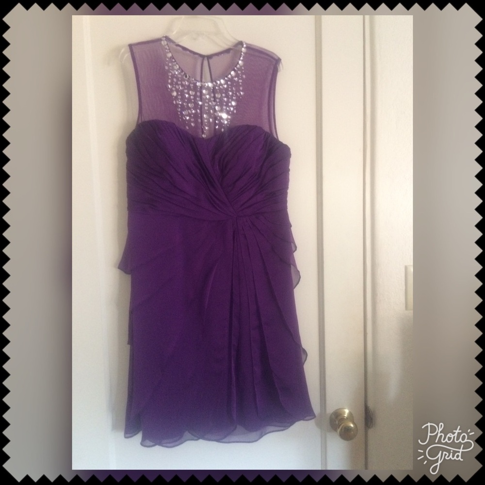 Adrianna Papell Purple Ruffled Dress 10p