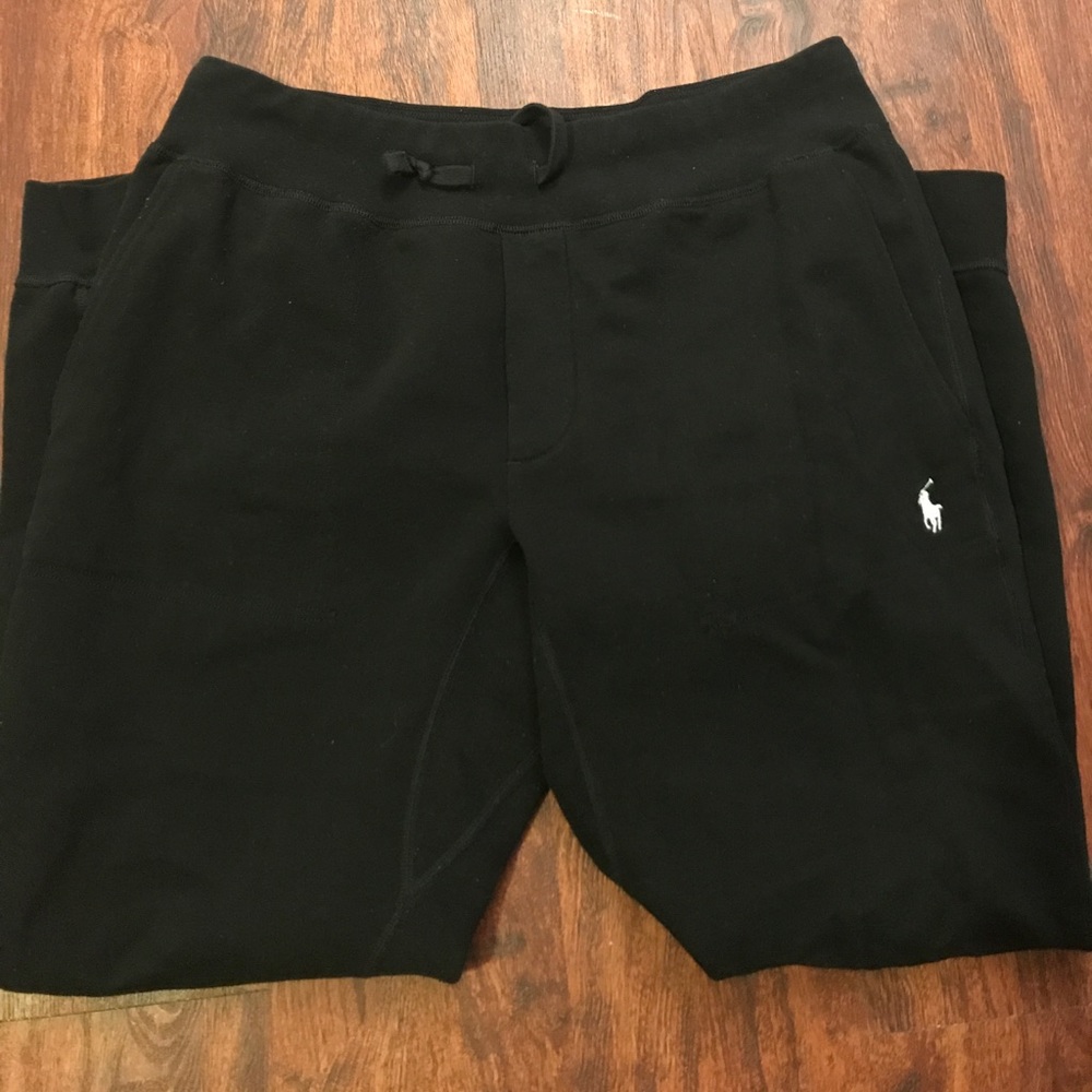 Men's L Black w white horse polo sweat pants