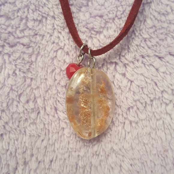 NWT wine and cream chocker necklace with stone - Picture 3 of 6