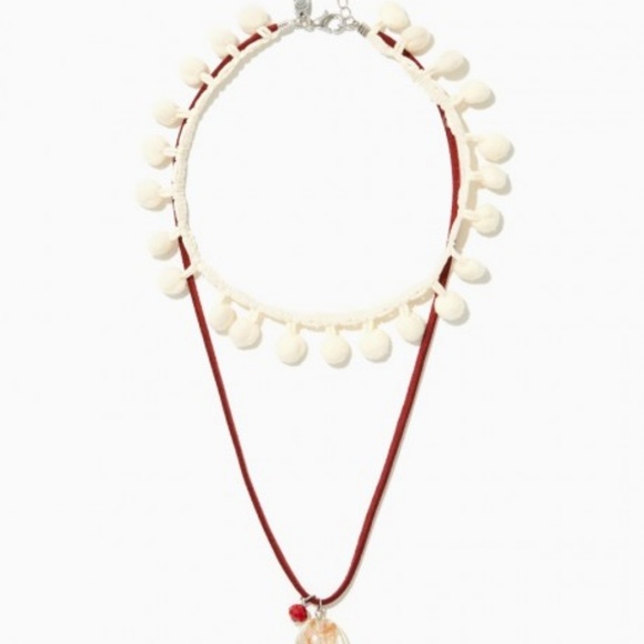 NWT wine and cream chocker necklace with stone - Picture 6 of 6